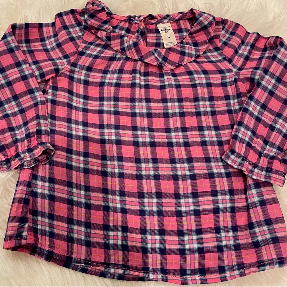 Oshkosh Toddler Plaid Doll Collar Blouse